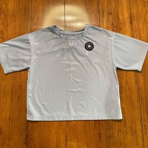 Sparkly ocean powder blue CONVERSE All Star Crop Top, Youth Medium or Women XS.